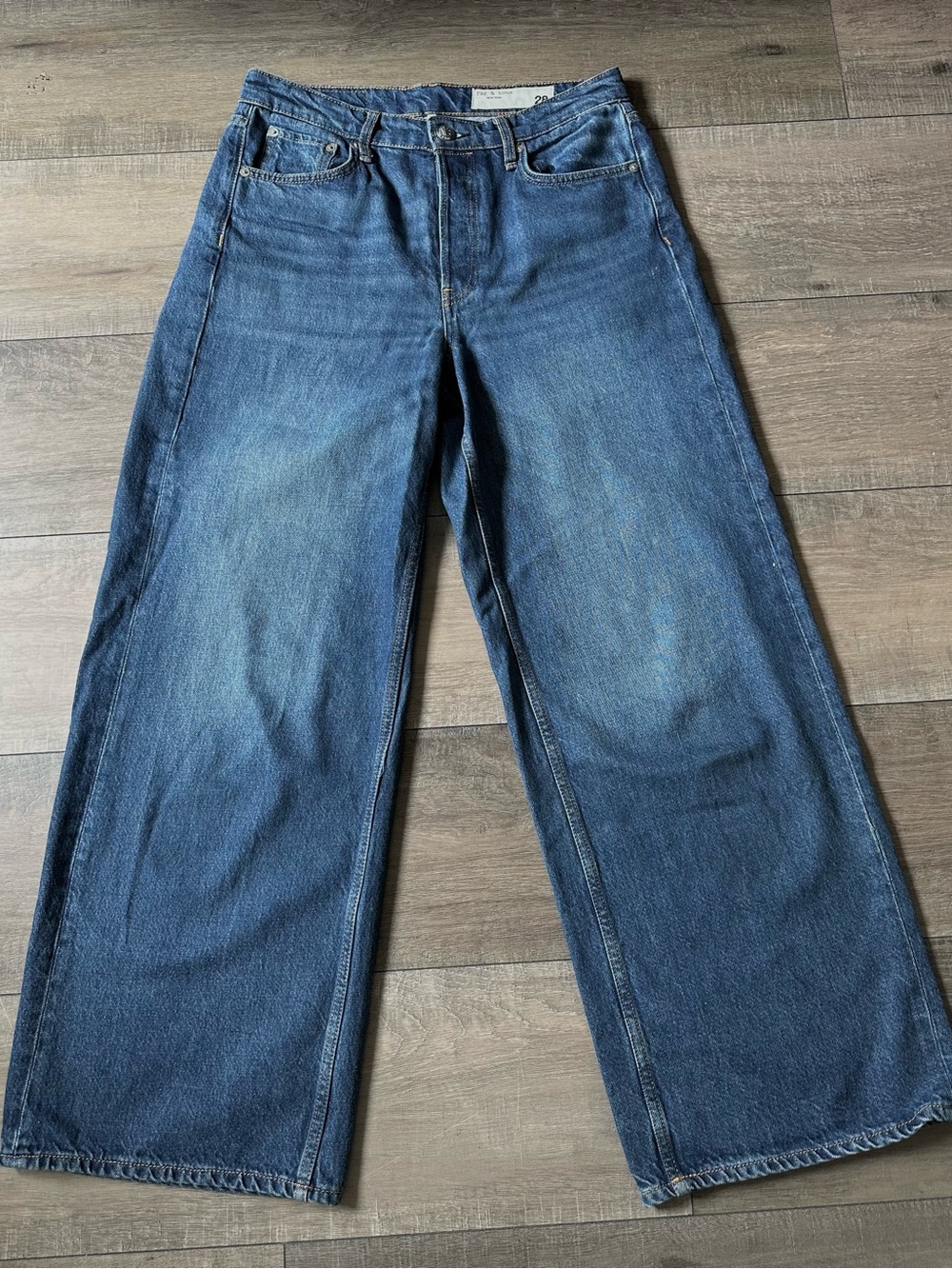 Rag & Bone Maya High Rise Wide Leg Jeans Size 28 100% Cotton Medium Wash Denim